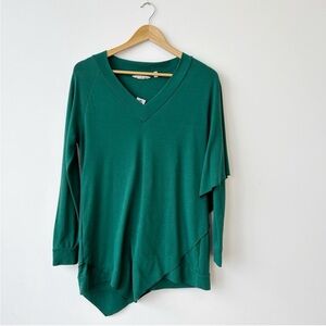 Soft Surroundings • Green V-Neck Asymmetric Sweater